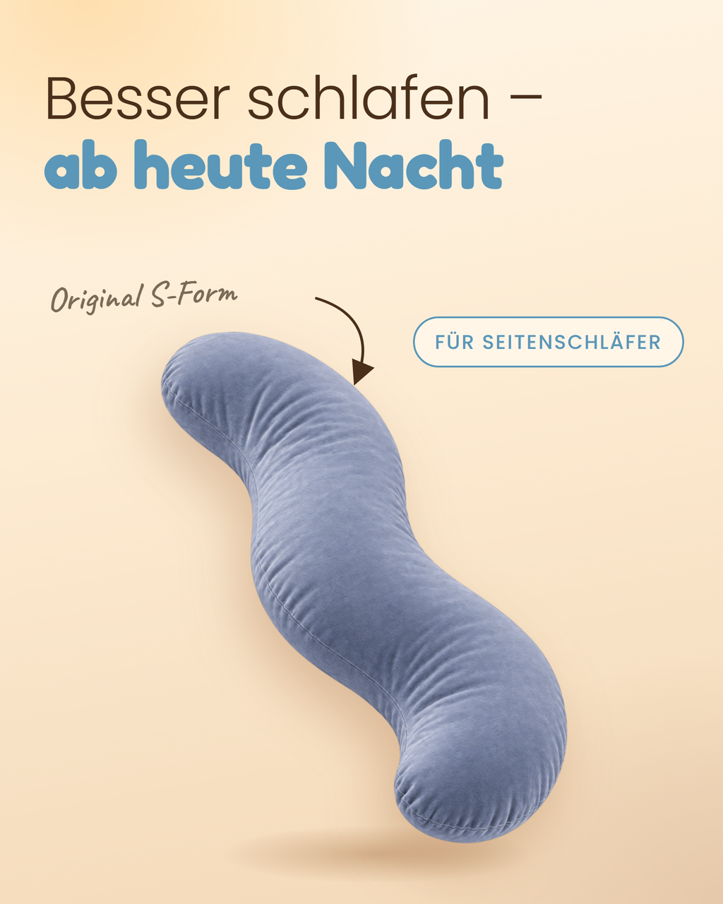 Seitenschläferkissen Bogen in Original S-Form – besser schlafen ab heute Nacht