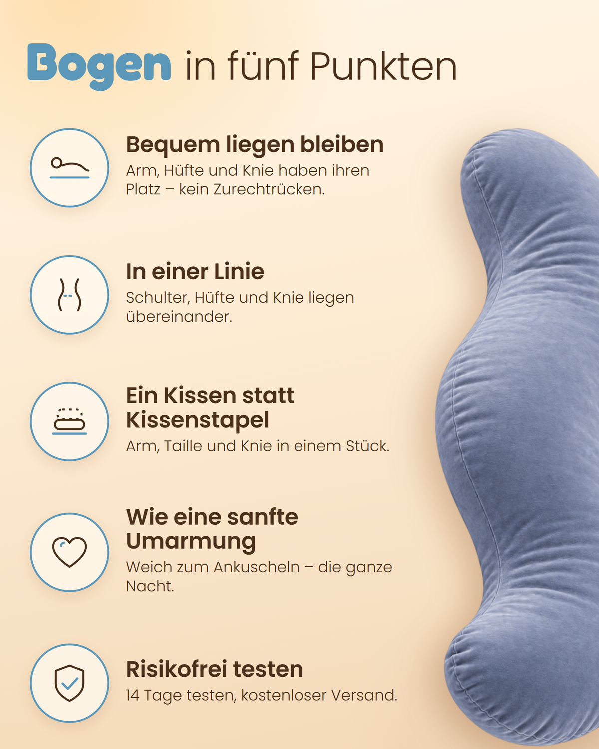 Seitenschläferkissen Bogen in fünf Punkten erklärt