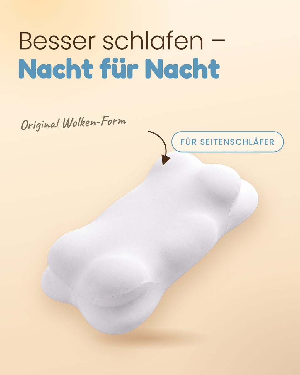 Kopfkissen Wolke in Original Wolken-Form – besser schlafen Nacht für Nacht