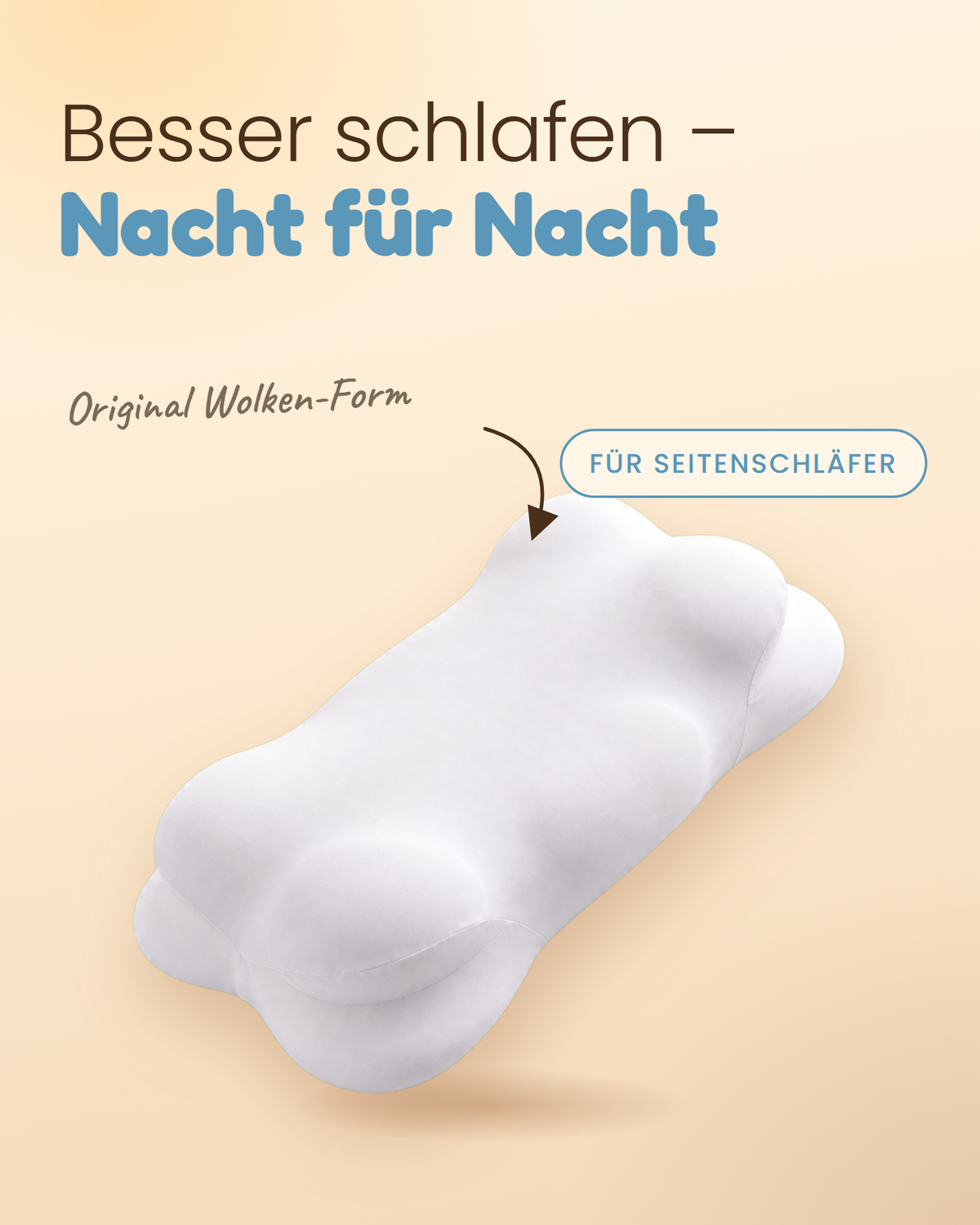 Kopfkissen Wolke in Original Wolken-Form – besser schlafen Nacht für Nacht
