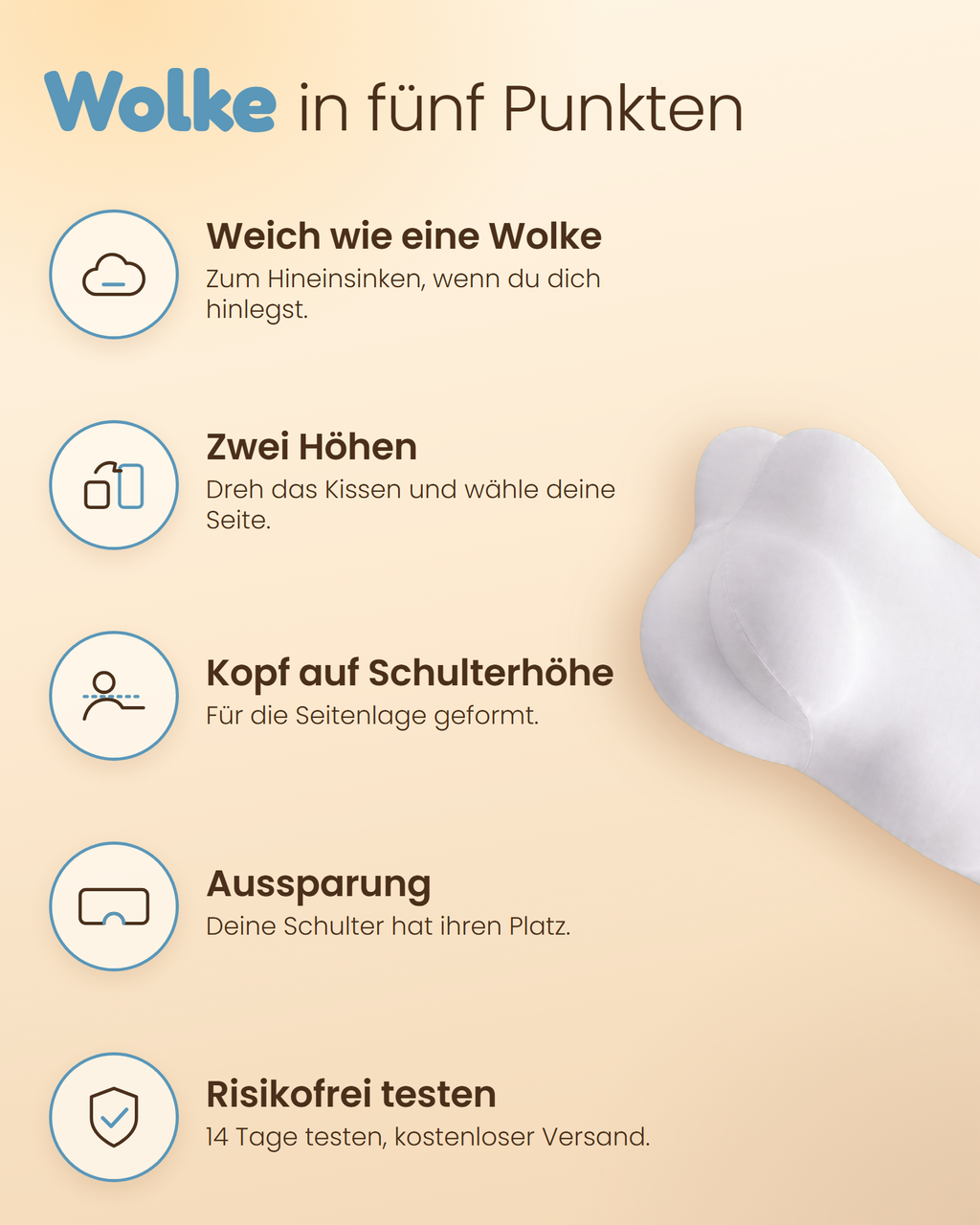 Kopfkissen Wolke in fünf Punkten erklärt