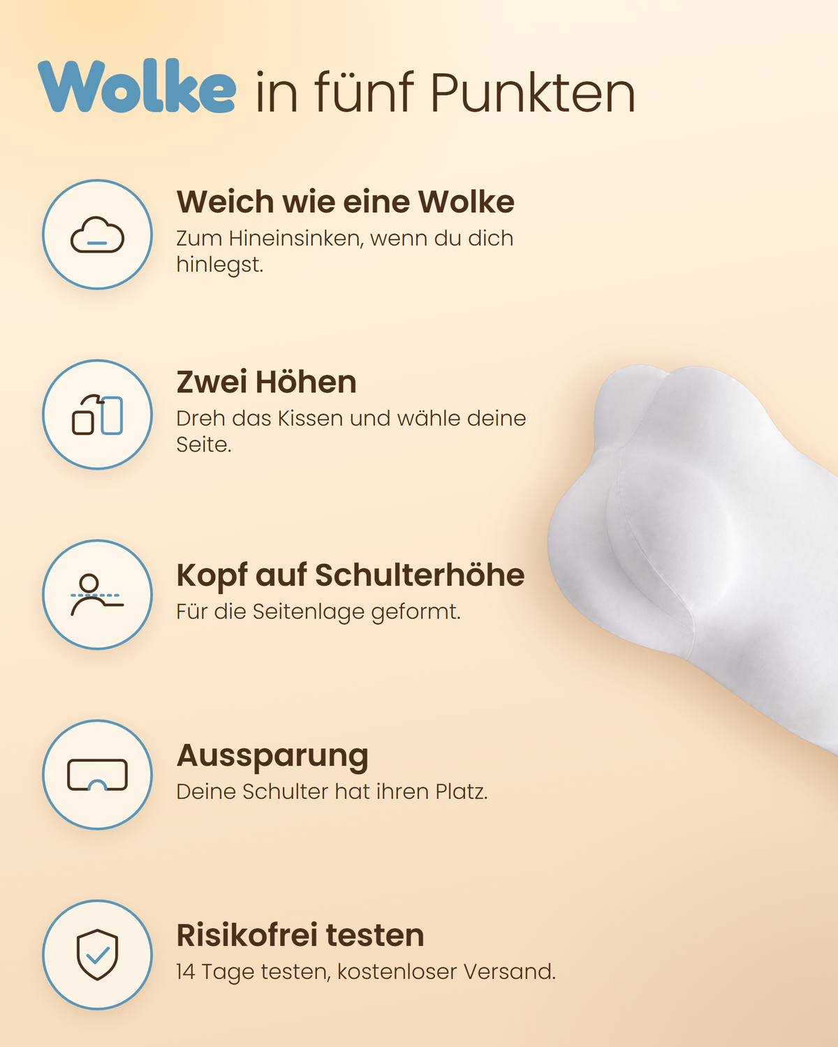 Kopfkissen Wolke in fünf Punkten erklärt